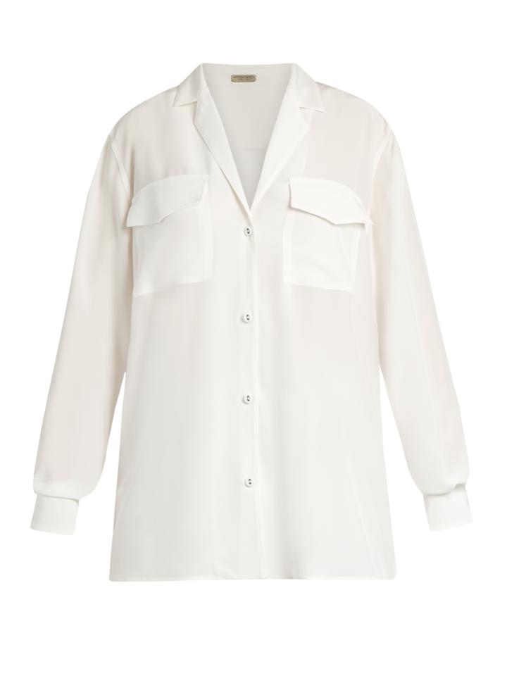 Bottega Veneta Notch-lapel Silk-crepe De Chine Blouse