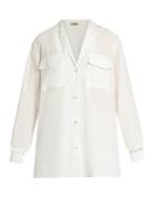 Bottega Veneta Notch-lapel Silk-crepe De Chine Blouse