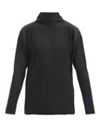 Matchesfashion.com Homme Pliss Issey Miyake - Roll-neck Pleated-jersey Long-sleeved Top - Mens - Black