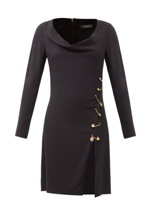 Versace - Safety Pin Cowl-neck Crepe Dress - Womens - Black