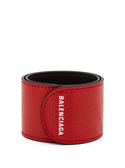 Matchesfashion.com Balenciaga - Cycle Logo Print Snap Bracelet - Mens - Red