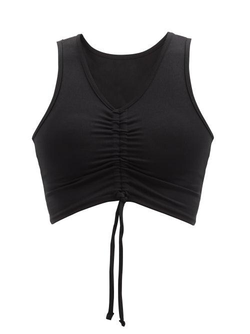 Live The Process - Reverie Drawstring Stretch-jersey Cropped Top - Womens - Black