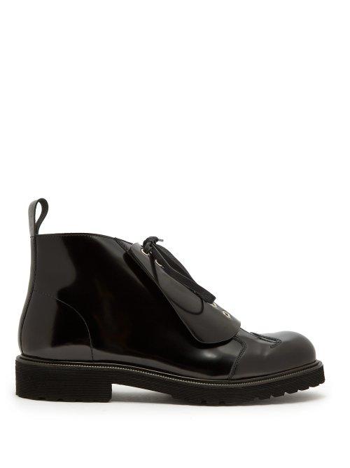 Matchesfashion.com Loewe - Lace Up Leather Boots - Mens - Black