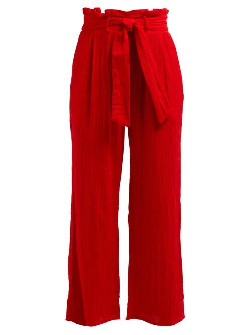 Matchesfashion.com Mara Hoffman - Arianna Wide Leg Cotton Trousers - Womens - Red