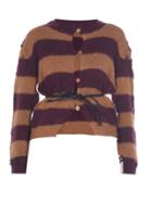 Ladies Rtw Marni - Belted Striped Wool And Mohair-blend Cardigan - Womens - Brown