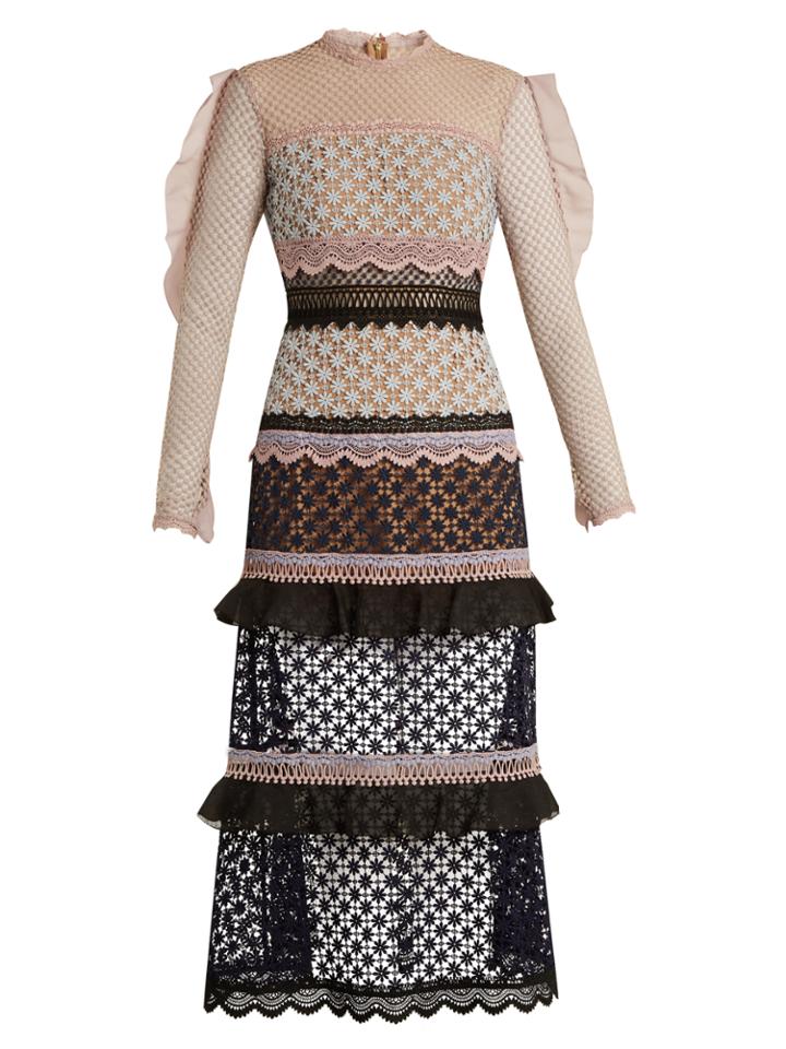 Self-portrait Bellis Lace Contrast-panel Dress