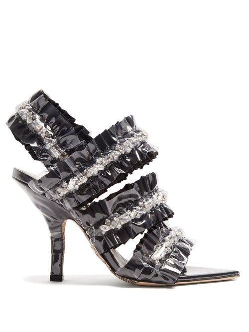 Matchesfashion.com Paciotti By Midnight - Crystal Embellished Satin Sandals - Womens - Black