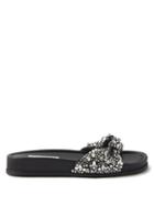 Aquazzura - Asja Crystal-embellished Leather Slides - Womens - Black