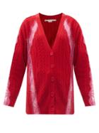 Matchesfashion.com Stella Mccartney - Lace-trimmed Cable-knit Wool Cardigan - Womens - Red Multi