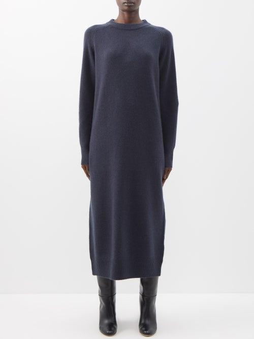 Arch4 - Broadway Round-neck Cashmere Sweater Dress - Womens - Navy Grey