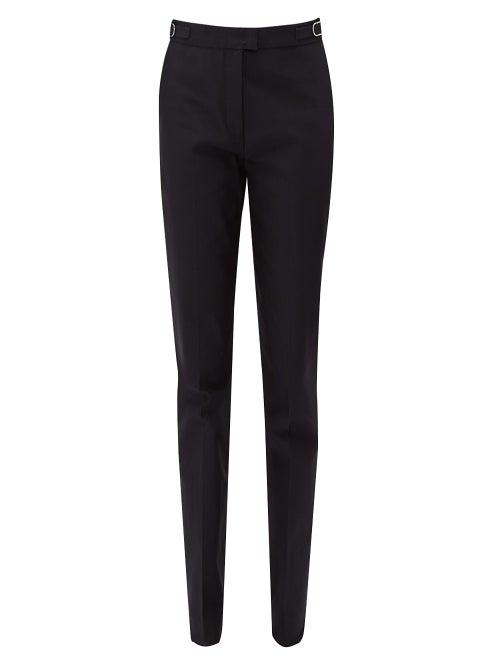 Matchesfashion.com Gabriela Hearst - Armon Mid Rise Cotton Faille Trousers - Womens - Navy