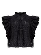 Matchesfashion.com Ganni - Sandrose Broderie Anglaise Cotton Blouse - Womens - Black