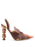 Matchesfashion.com Rosie Assoulin - Rasin Sculptured Heel Floral Print Pumps - Womens - Brown Multi