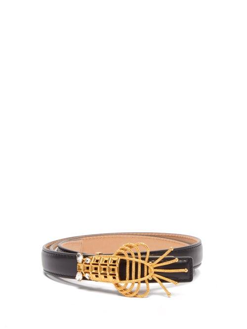 Matchesfashion.com Sonia Petroff - Lobster Crystal-embellished Leather Belt - Womens - Black
