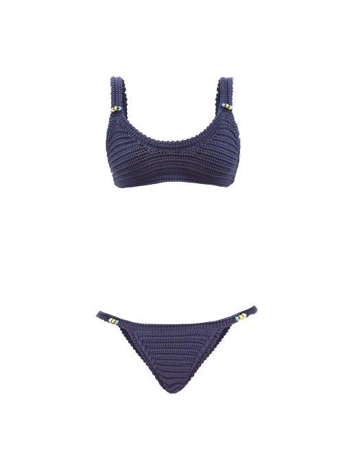 Alanui - Beach Break Cotton-knit Bikini - Womens - Navy
