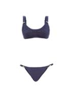 Alanui - Beach Break Cotton-knit Bikini - Womens - Navy