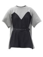 Matchesfashion.com Mm6 Maison Margiela - Dress-panel Cotton-jersey T-shirt - Womens - Black Grey