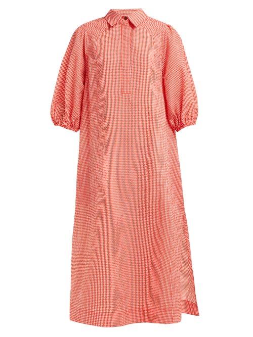Matchesfashion.com Ganni - Gingham Seersucker Shirtdress - Womens - Red White