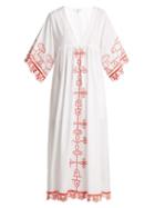 Matchesfashion.com Ganni - Peony Embroidered Cotton Midi Dress - Womens - White