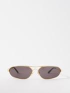 Balenciaga Eyewear - Stretch Aviator Metal Sunglasses - Mens - Gold