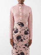 Emilia Wickstead - Aleph Cable-knit Wool-blend Cropped Cardigan - Womens - Light Pink