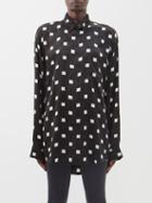 Balenciaga - Bb-jacquard Polka-cube Print Satin Shirt - Womens - Black White