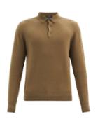 Matchesfashion.com Allude - Cashmere Long-sleeved Polo Shirt - Mens - Khaki