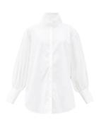 Matchesfashion.com Totme - Brenas Stand-collar Cotton-poplin Shirt - Womens - White