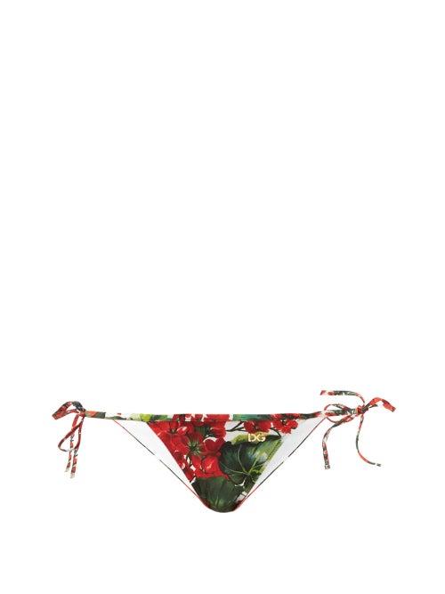 Matchesfashion.com Dolce & Gabbana - Portofino Floral Print Bikini Bottoms - Womens - Red Print
