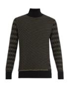 Matchesfashion.com Maison Margiela - Roll Neck Wool Jacquard Sweater - Mens - Khaki