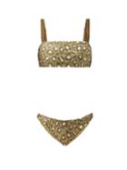 Matchesfashion.com Zimmermann - Carnaby Square-neck Leopard-print Bikini - Womens - Green Print