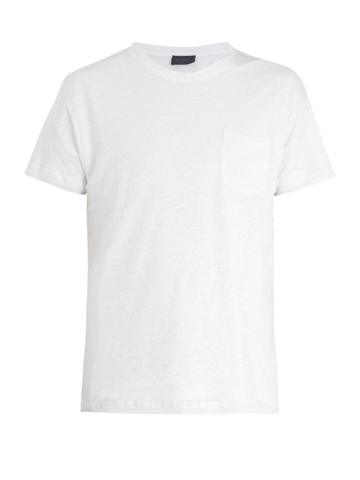 Thom Sweeney Patch-pocket Crew-neck Linen T-shirt