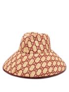 Matchesfashion.com Gucci - Gg Embroidered Raffia Hat - Womens - Burgundy
