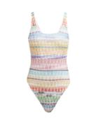 Matchesfashion.com Missoni Mare - Crochet Knit Scoop Back Swimsuit - Womens - Multi