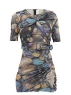 Matchesfashion.com Peter Pilotto - Twist-front Metallic-jersey Mini Dress - Womens - Black Multi