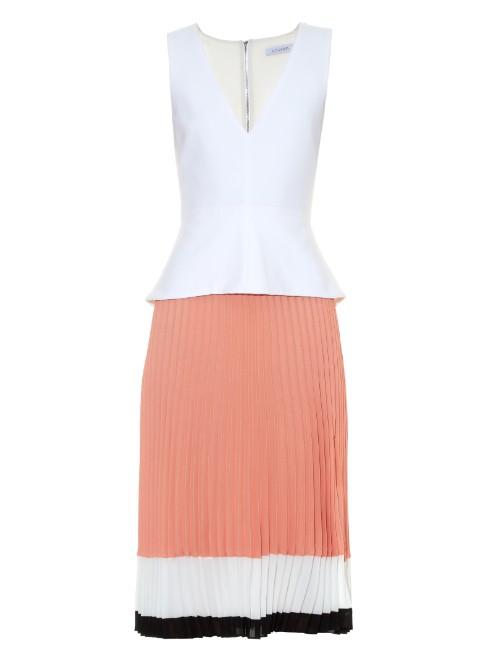 Altuzarra Flamingo Tri-colour Pleated-skirt Dress