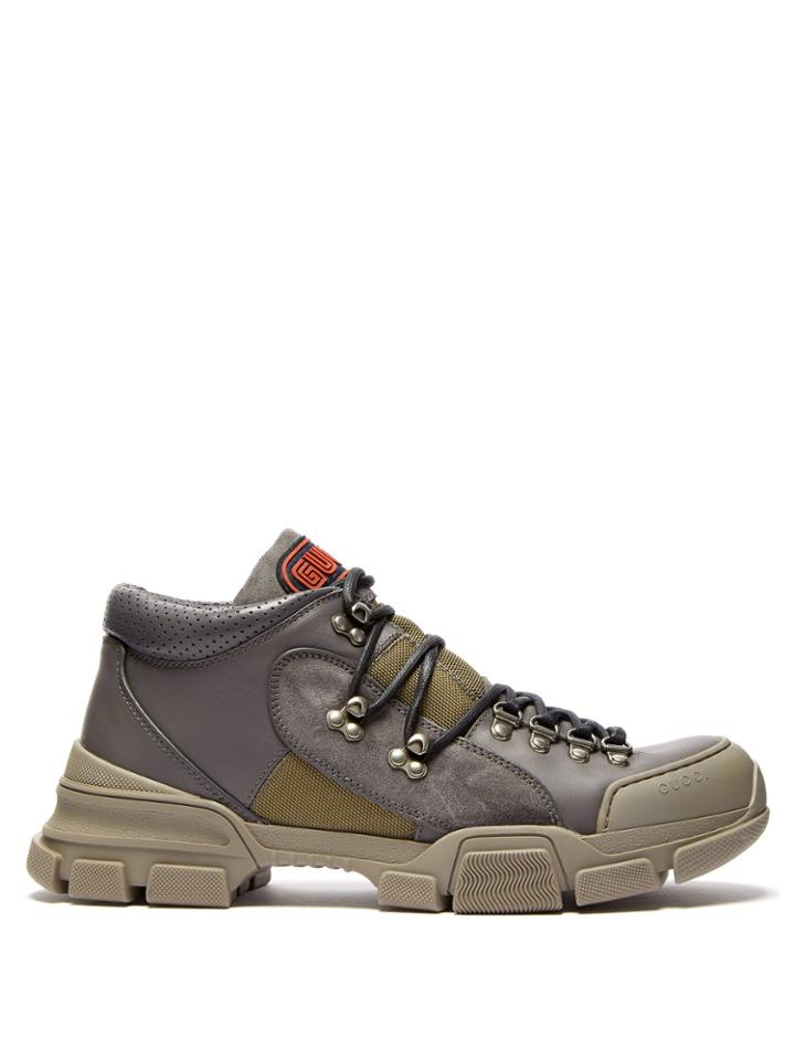 Gucci Flashtrek Panelled Leather Boots