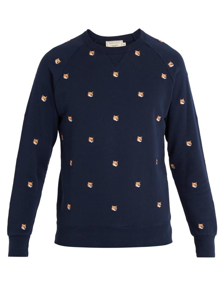 Maison Kitsuné Fox Head-appliqu Cotton-jersey Sweatshirt