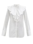 Matchesfashion.com Totme - Ruffled Cotton-poplin Shirt - Womens - White