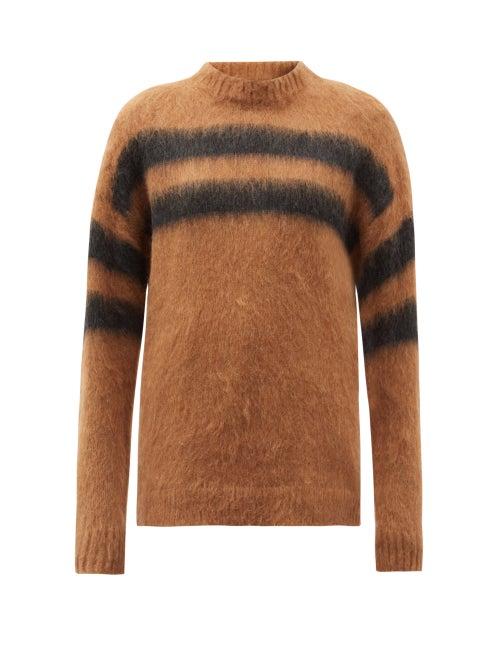 Matchesfashion.com Acne Studios - Brushed Intarsia-striped Sweater - Womens - Mid Brown