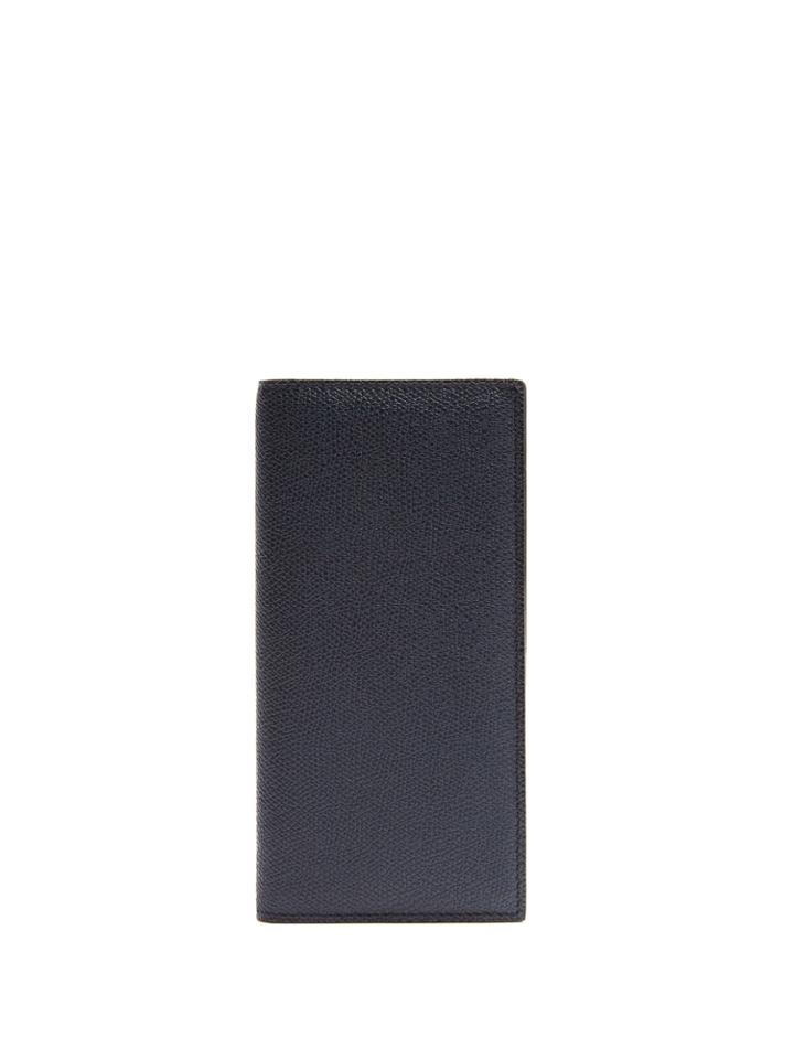 Valextra Vertical Bi-fold Grained-leather Wallet