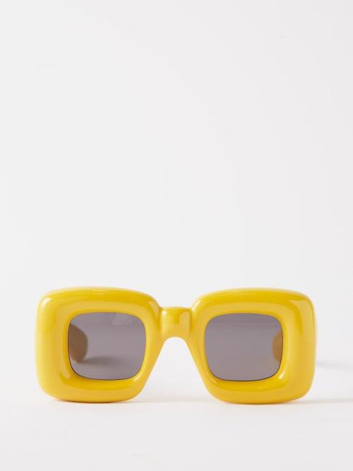 Loewe Eyewear - Inflated Oversized Square Acetate Sunglasses - Womens - Yellow