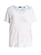 Matchesfashion.com Atm - Boyfriend V Neck Cotton T Shirt - Womens - Blue White