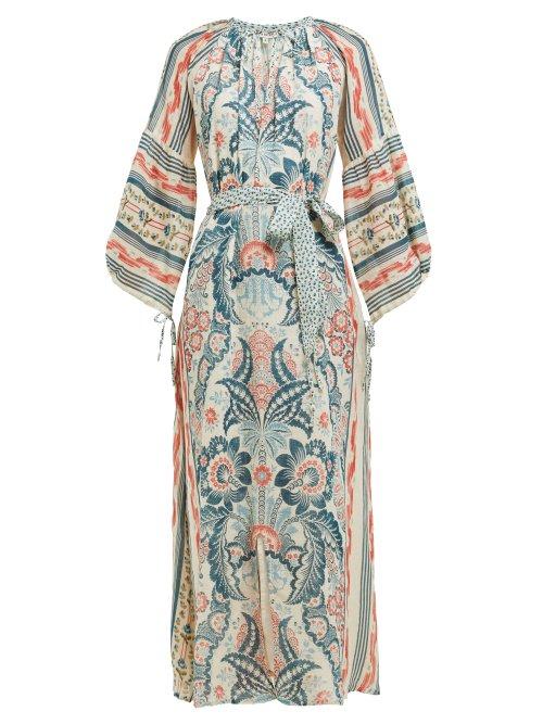 Matchesfashion.com D'ascoli - Georgina Floral Printed Cotton Voile Maxi Dress - Womens - Blue Print