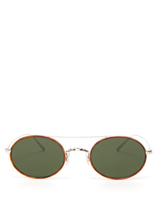 Matchesfashion.com Oliver Peoples - Shai Round Titanium Sunglasses - Mens - Tortoiseshell