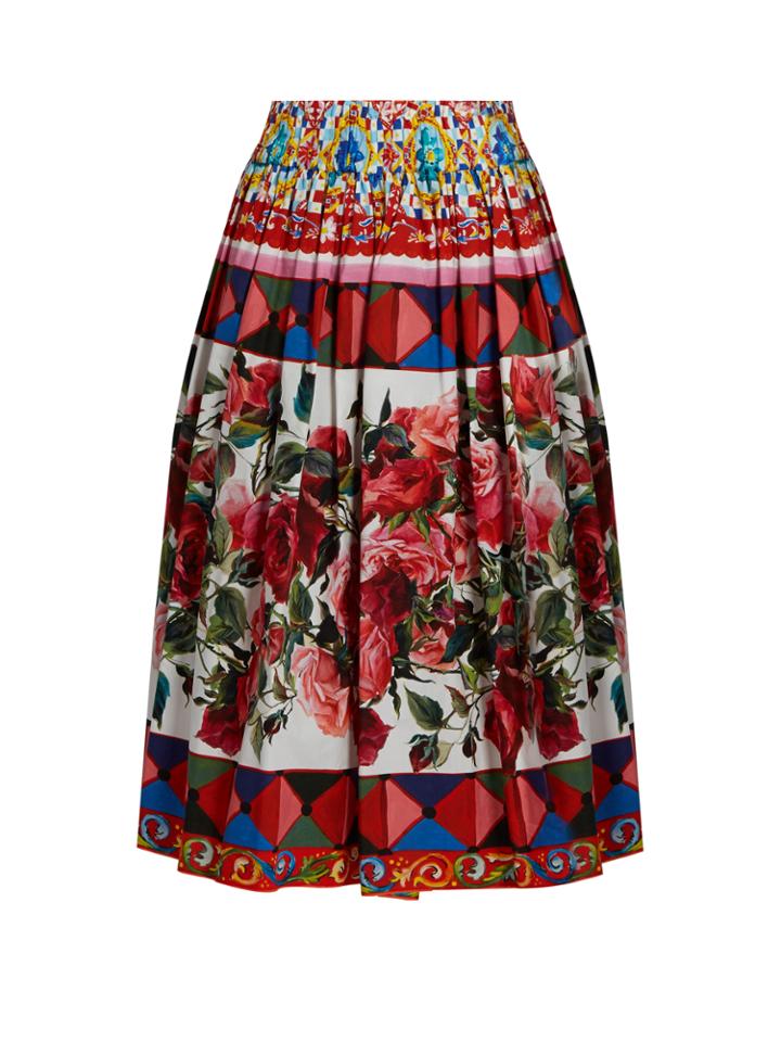 Dolce & Gabbana Carretto-print Cotton Midi Skirt