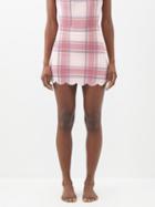 Marysia - Morton Scalloped-edge Check Jersey Mini Skirt - Womens - Red Check