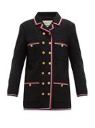Matchesfashion.com Gucci - Web Striped Single Breasted Tweed Jacket - Womens - Black Multi