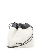 Matchesfashion.com Jil Sander - Drawstring Canvas And Leather Shoulder Bag - Womens - White Multi
