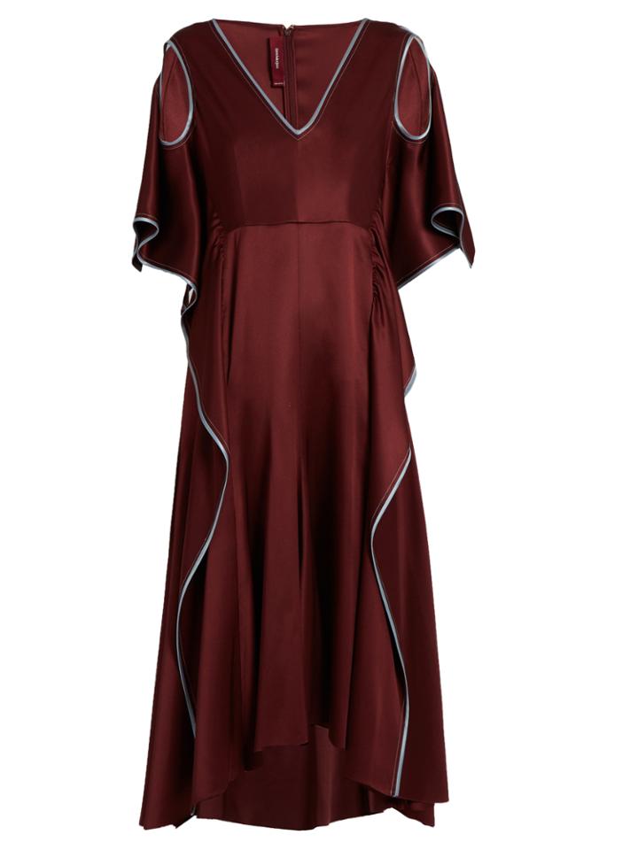 Sies Marjan V-neck Ruffled Silk-charmeuse Dress